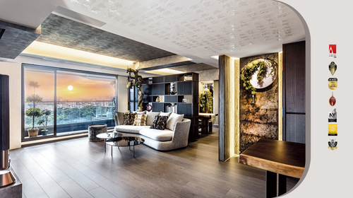 2024 FRENCH金獎作品 ! HOZHAO Interior Design 以褐色等接近自然的暖色調 低調的寫入戶外綠意為主 室內寧靜為輔的融合空間
