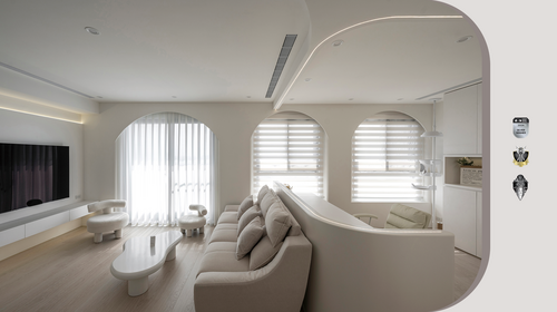 2024 倫敦設計銀獎作品 ! PIIN品系統設計整合 純白明亮的圓弧空間 宛如悠悠白雲飄然來去 輕盈透明 雲卷雲舒